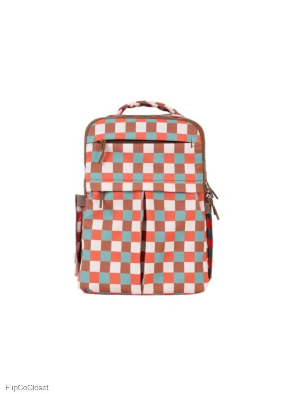 Women's Checkered Mini Backpack - 11 Pockets, Water-Resistant Nylon, Fits